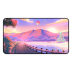 Sunset Lakeside Desk Mat — Pastel Scenic Mouse Pad with Sailboat Lootquake LLC