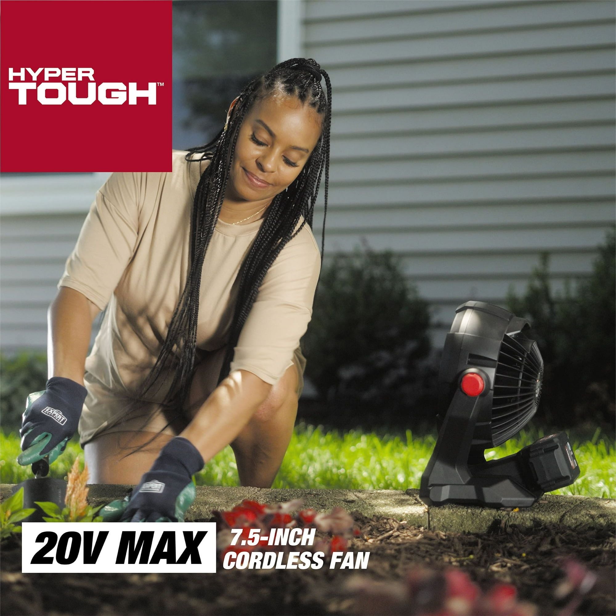 Hyper Tough 7.5 in. Cordless Fan with Hybrid Power,with 2.0Ah Lithium-Ion Battery Pack Powered,C1005