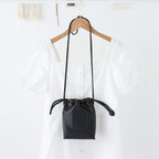 Soft PU Cute Mini Mobile Phone Bag - Fashionable Pleated Shoulder Women's Bag, Simple Drawstring Crossbody Small Square Bag