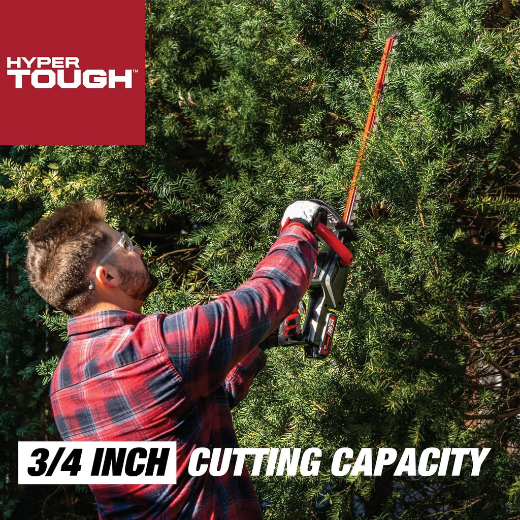 Hyper Tough 20V Max Cordless 22-inch Hedge Trimmer, 2.0Ah Battery and Charger Included, HT21-401-003-07