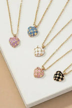 Checker Heart Pendant Necklace