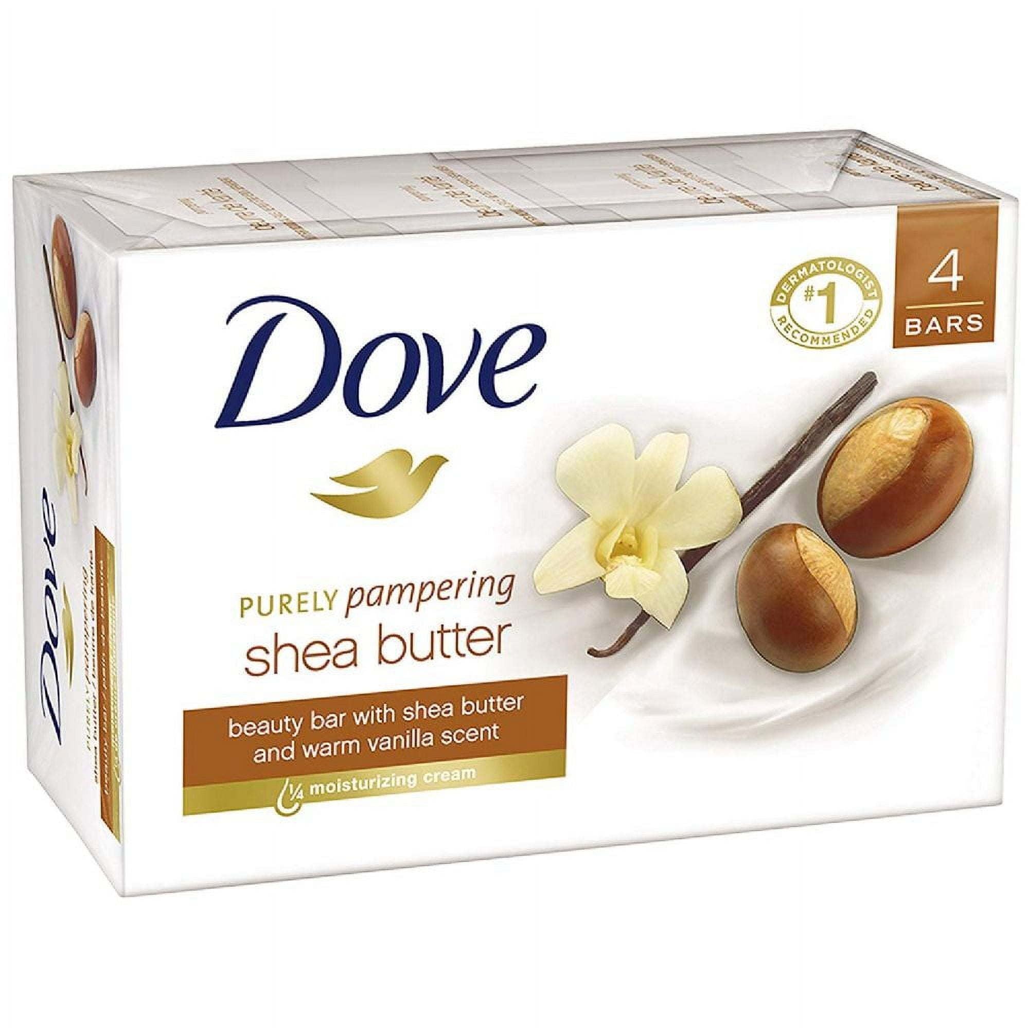 Dove Shea Butter Beauty Bar with ? Moisturizing Cream Soap 4 Pack.