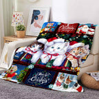 1pc Cozy Christmas Cat Santa Claus Flannel Blanket - Soft, Warm, Lightweight, Digital Printing Fleece Throw for Sofa, Bed, Travel, Camping, Living Room, Office, Couch, Chair - Perfect Gift for Family or Friends with Festive H Lootquake LLC