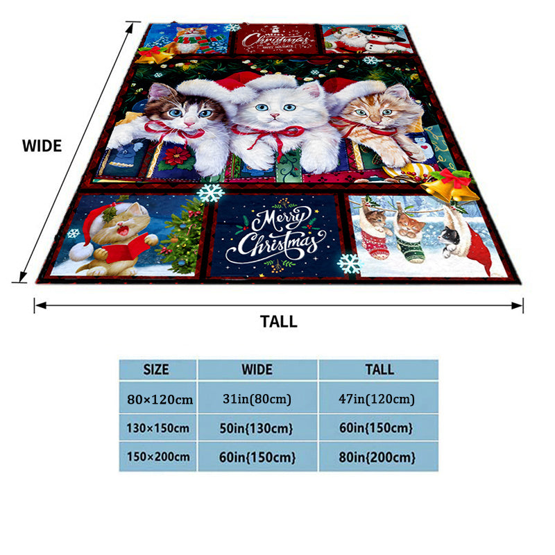 1pc Cozy Christmas Cat Santa Claus Flannel Blanket - Soft, Warm, Lightweight, Digital Printing Fleece Throw for Sofa, Bed, Travel, Camping, Living Room, Office, Couch, Chair - Perfect Gift for Family or Friends with Festive H Lootquake LLC