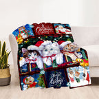 1pc Cozy Christmas Cat Santa Claus Flannel Blanket - Soft, Warm, Lightweight, Digital Printing Fleece Throw for Sofa, Bed, Travel, Camping, Living Room, Office, Couch, Chair - Perfect Gift for Family or Friends with Festive H Lootquake LLC
