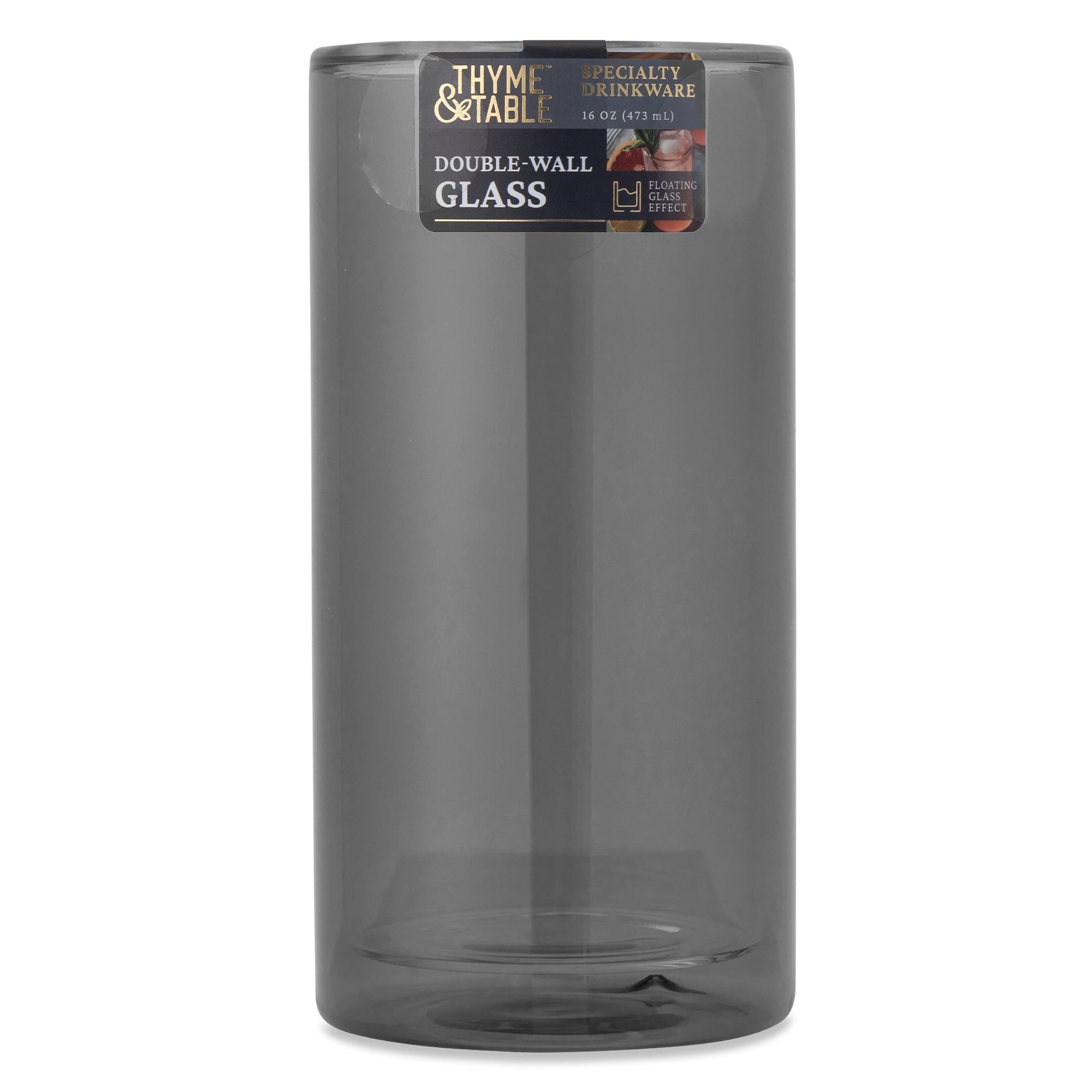 Thyme & Table 16oz Double Wall Drinking Glass, Black EasyOptionXY LLC