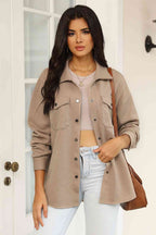 Cloudy Blue Snap-Front Collared Jacket with Pockets Lightweight and Versatile Jacket