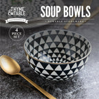 Thyme & Table Dinnerware Black & White Medallion Stoneware Round Bowls, 4 Pack