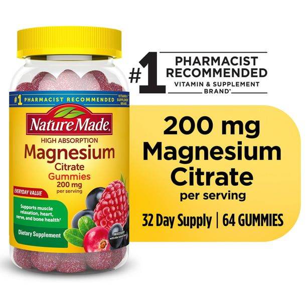 Nature Made High Absorption Magnesium Citrate Gummies; 200 mg; 64 Count EasyOptionXY LLC