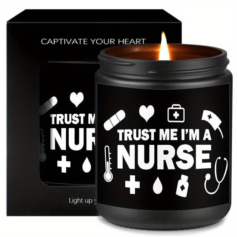 1pc Lavender Scented Candle 5.3oz - "Trust Me, I'm a Nurse" Design with Medical Symbols | Heartfelt Gift for Nurses, Nurse Appreciation, Graduation, Birthdays, Christmas | Soy Wax, Glass Container Lootquake LLC