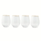 Thyme & Table 4-Piece Scalloped Stemless Wine Glass Set with Gold Trim
