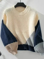 Color Block Round Neck Dropped Shoulder Sweater - SJB-DIAMOND ELITES