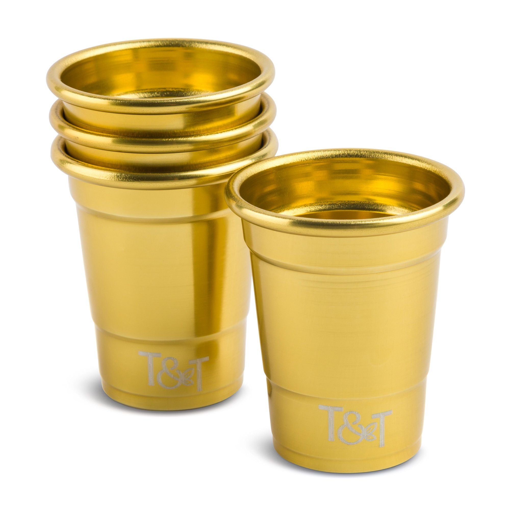 Thyme & Table Party Shot Glasses, 2 oz, 4-Piece Set, Gold EasyOptionXY LLC