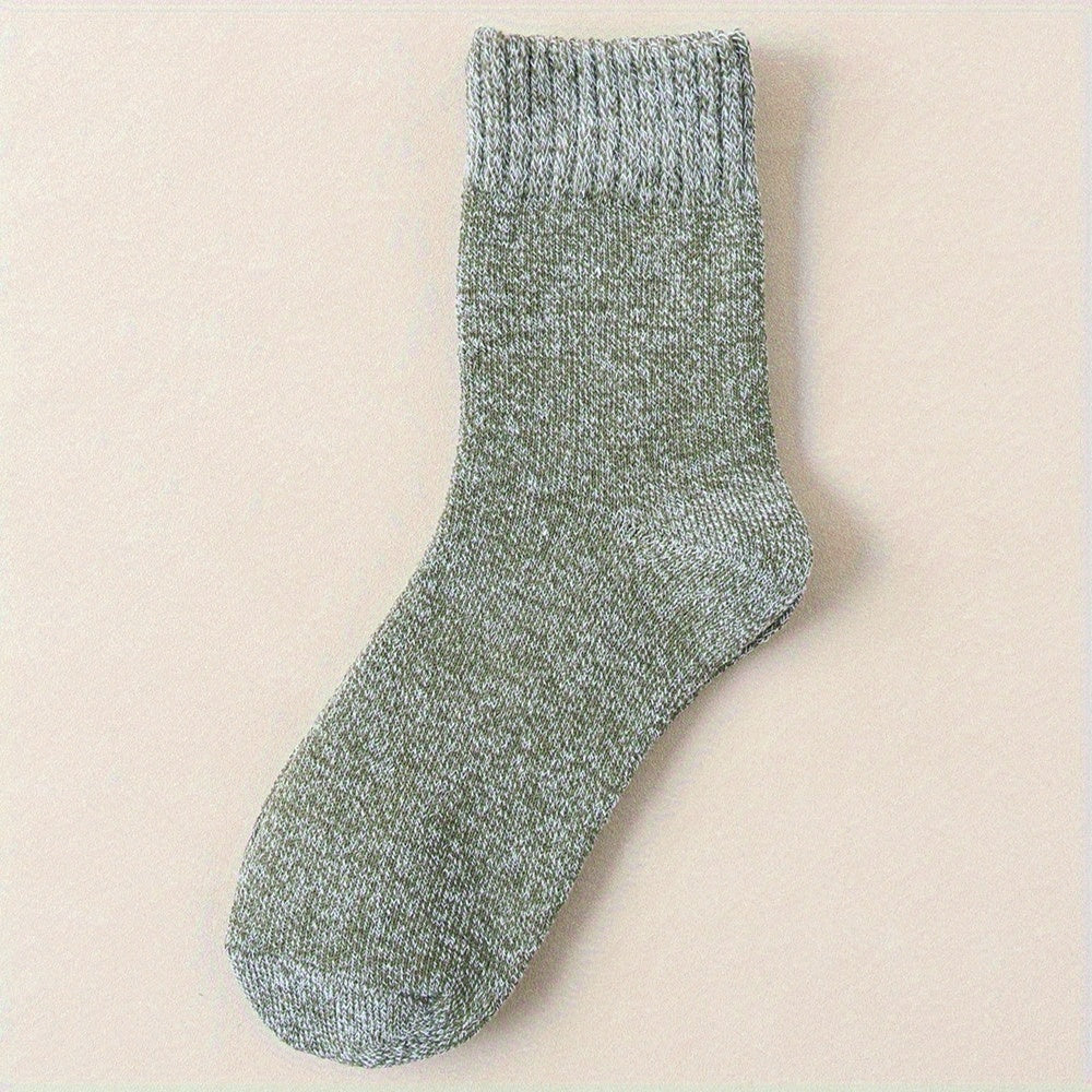 5pairs Socks Men's Winter Terry Socks Fleece Thickened Solid Color Mid Tube Socks Parallel Line Towel Socks Warm Floor Socks Lootquake LLC