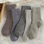 5pairs Socks Men's Winter Terry Socks Fleece Thickened Solid Color Mid Tube Socks Parallel Line Towel Socks Warm Floor Socks Lootquake LLC