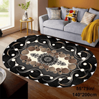 Imitation Cashmere Black Pattern Tan Spotted Oval Floor Mat Large Area Full Padded Premium Light Luxury Premium Sense Carpet Living Room Tea Table Blanket Room Bedside Thickened Household Floor Mat For Hotel Lootquake LLC