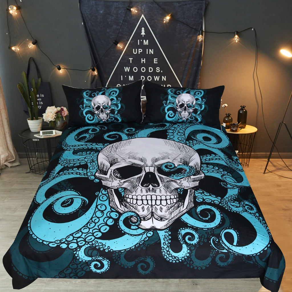 Octopus skull quilt cover three-piece bedding set Pi-Mart