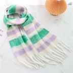 New Luxury Winter Soft Head Wraps Plaid Scarf Shawls Cashmere  Warm Cashmere Scarves Rainbow For Women Stevvex
