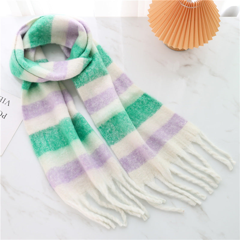New Luxury Winter Soft Head Wraps Plaid Scarf Shawls Cashmere  Warm Cashmere Scarves Rainbow For Women Stevvex
