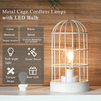 9.5"H Decorative Table Lamp Metal Cage Cordless Lamps Lootquake LLC