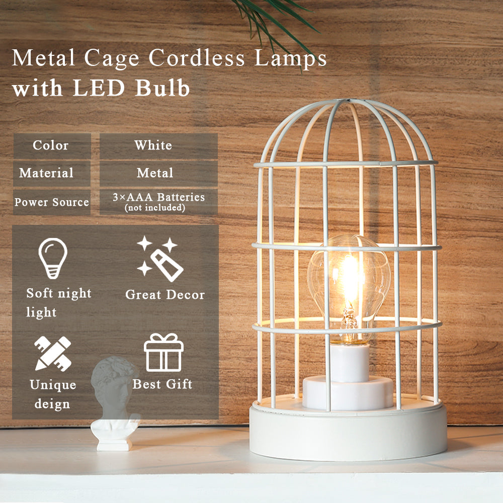 9.5"H Decorative Table Lamp Metal Cage Cordless Lamps Lootquake LLC