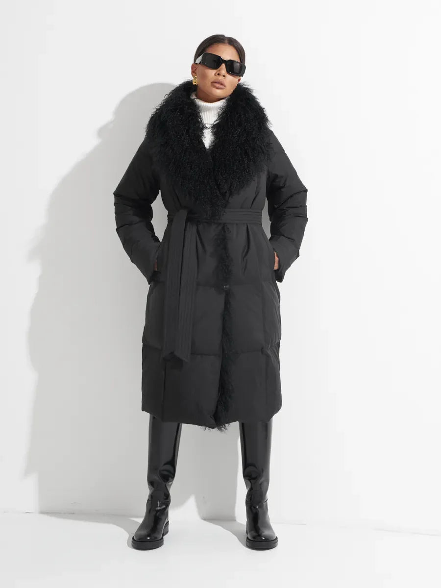 Genuine Lama Fur Premium Down Coat - SJB-DIAMOND ELITES