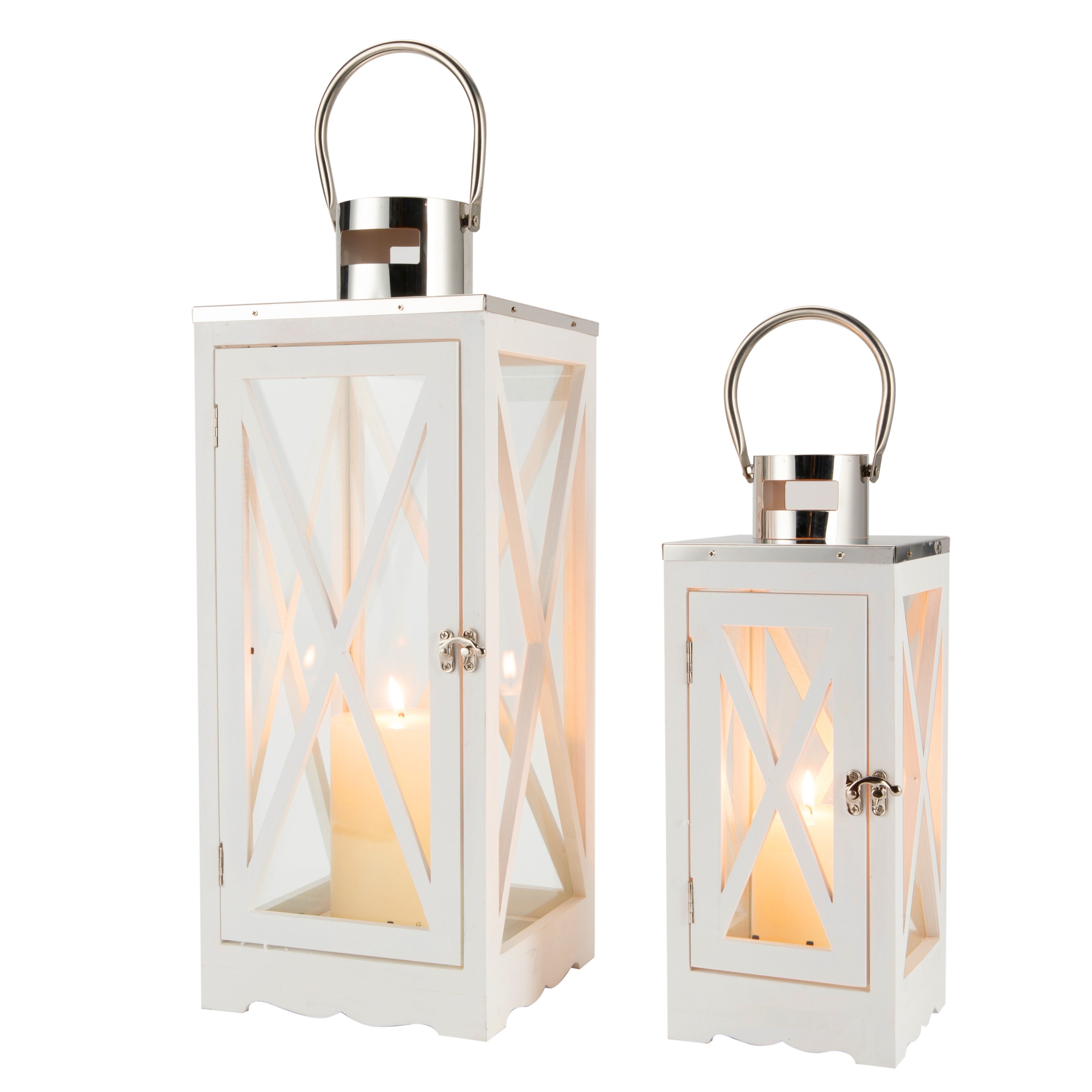 17.5''&24.5'' H Metal Decorative Candle Holders Rustic Hanging Lantern(Set of 2) Lootquake LLC