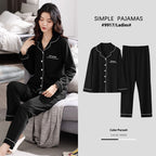 100% Cotton New Trendy  Pajamas For Women Full Sleeves Pajamas Button Down Winter Sleepwear Set Women White Cotton Pajamas Women's Loose Size V-neck Home Suit Long Sleeve Wide Leg Pants Pajamas Casual Home wear Stevvex