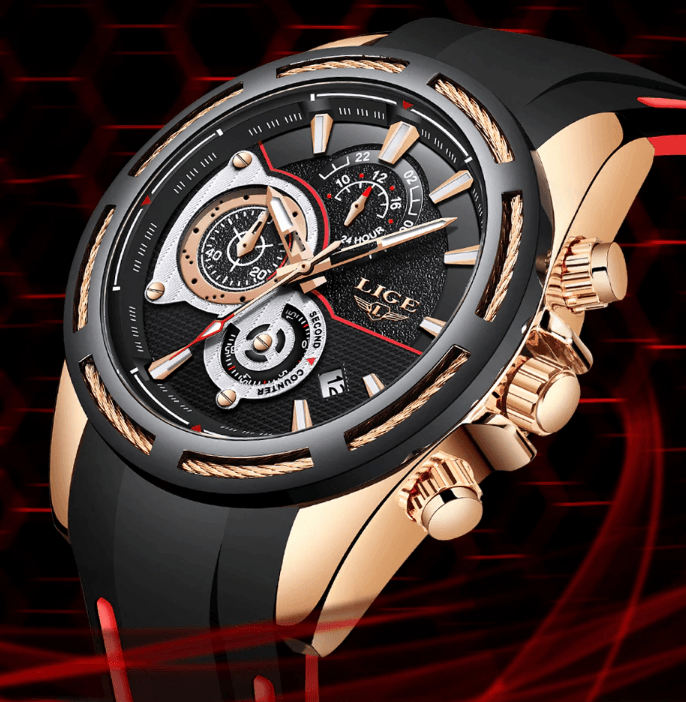 Men's Waterproof Modern Watch With Rubber Straps Multifunction Watches Unique Design Perfect Gift Stevvex