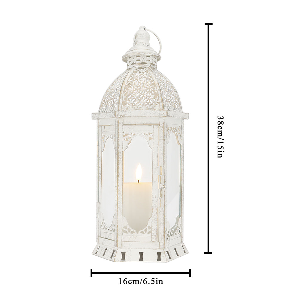 15''H Outdoor Candle Lanterns Vintage Metal Candle Holder Lootquake LLC