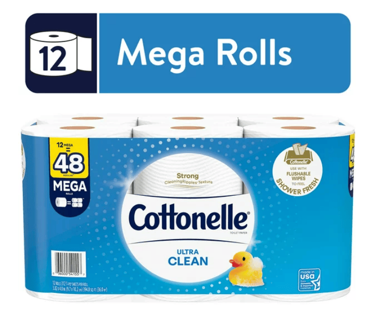 Cottonelle Ultra Clean Toilet Paper, 12 Mega Rolls EasyOptionXY LLC