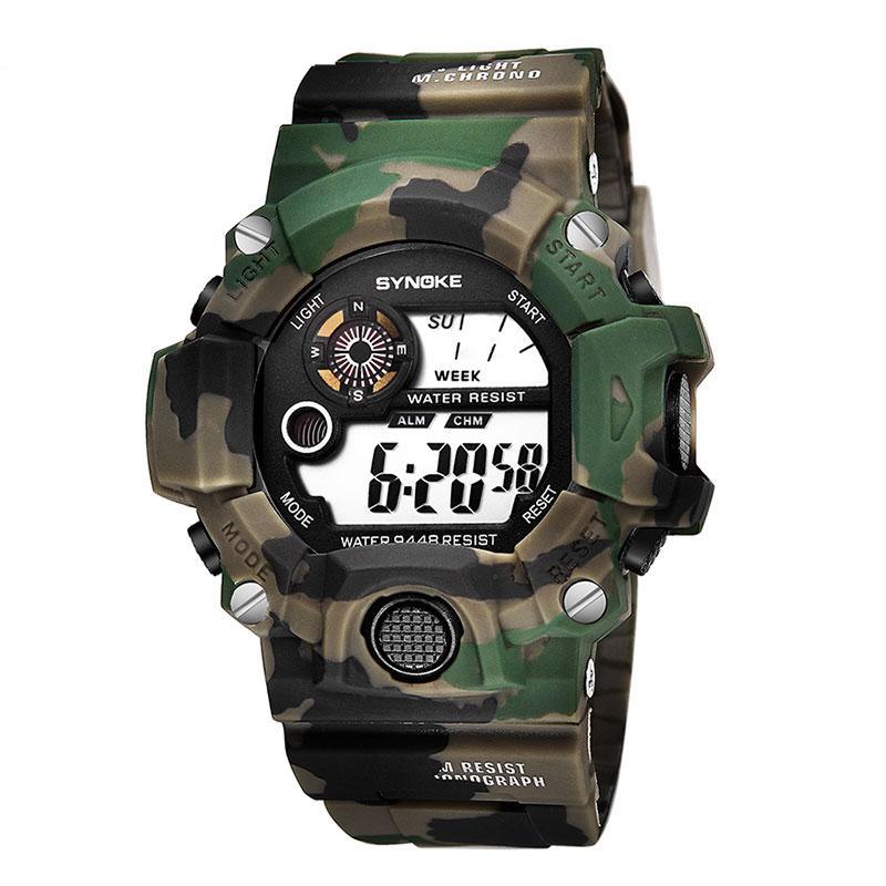 Shock Military Army Mens Watch In Camouflage  Style With LED Digital Back Light With Luminous  Effect - SJB-DIAMOND ELITES