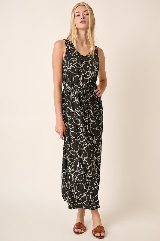 New Side Slit Flower Print V-Neck Sleeveless Dress For Women – Elegant and Feminine Sleeveless Dress with Flattering V-Neck and Side Slits Stevvex