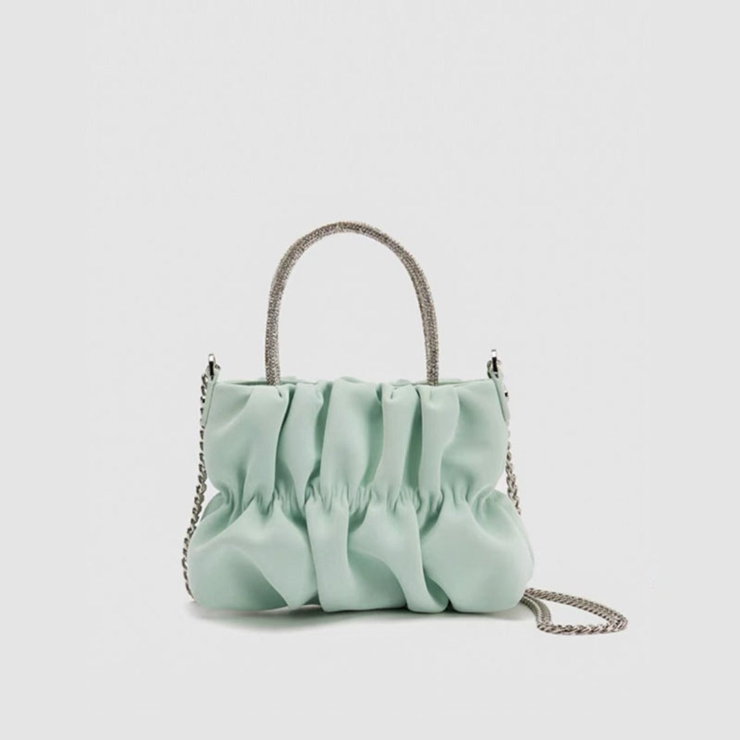Mini rhinestone hand-held pleated bag, fashion party tote crossbody cloud chain woman - SJB-DIAMOND ELITES