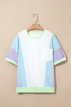 Purple Colorblock Patchwork Oversized T Shirt