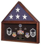 Large Flag and Military Medals Display Case - Wall Mount The Military Gift Store