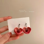 925 Silver Needle Crystal Love Sweet Peach Earrings Lootquake LLC