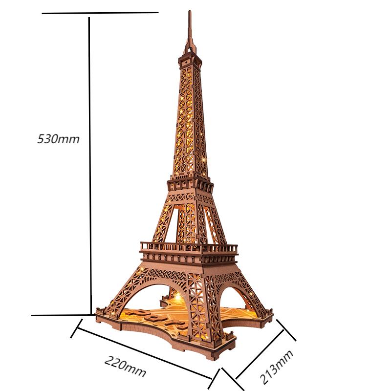 Rolife Night Of The Eiffel Tower Large Wooden Puzzle With 4 Light Shows For Gift Pi-Mart
