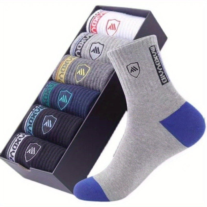 5 Pairs Of Men's Mid Crew Sport Socks, Sweat-absorbing Comfy Breathable Socks For Men's Basketball Training, Running Outdoor Activities Lootquake LLC