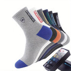 5 Pairs Of Men's Mid Crew Sport Socks, Sweat-absorbing Comfy Breathable Socks For Men's Basketball Training, Running Outdoor Activities Lootquake LLC