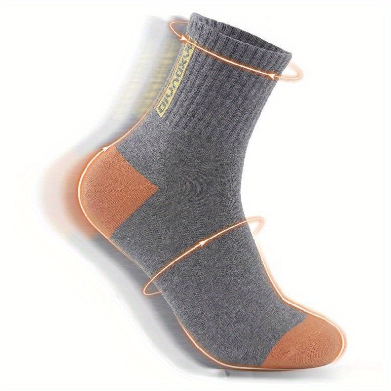 5 Pairs Of Men's Mid Crew Sport Socks, Sweat-absorbing Comfy Breathable Socks For Men's Basketball Training, Running Outdoor Activities Lootquake LLC