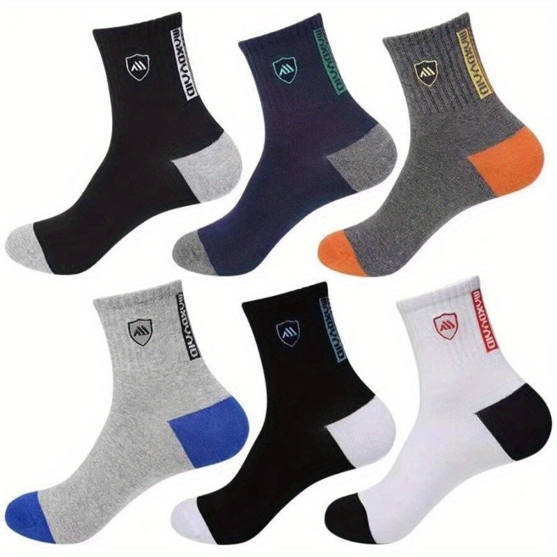 5 Pairs Of Men's Mid Crew Sport Socks, Sweat-absorbing Comfy Breathable Socks For Men's Basketball Training, Running Outdoor Activities Lootquake LLC