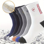 5 Pairs Of Men's Mid Crew Sport Socks, Sweat-absorbing Comfy Breathable Socks For Men's Basketball Training, Running Outdoor Activities Lootquake LLC