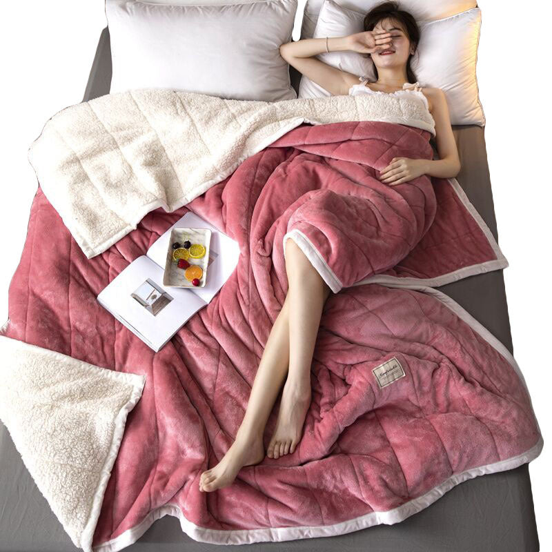 Fleece Blankets And Throws Thick Warm Winter Blankets Home Super Soft Duvet Luxury Solid Blankets On Twin Bedding Pi-Mart