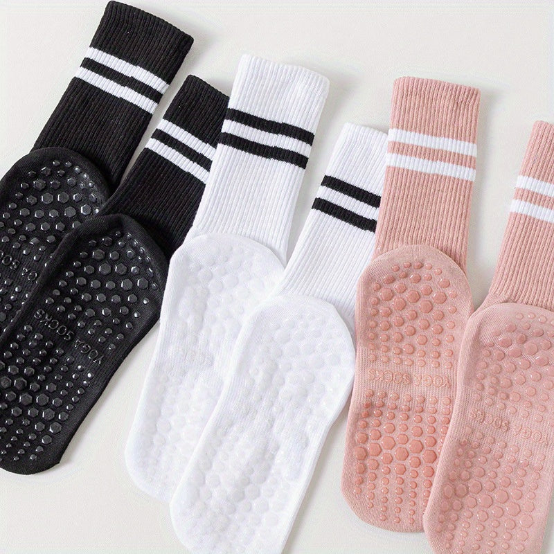 3pcs Women's Non-Slip Yoga & Pilates Socks with Grips - Breathable, Comfort Fit for Barre & Ballet, Yoga Socks, Pilates Socks - For Women - Suitable for Yoga, Pilates, Barre & Ballet - Perfect Gift for Fitness Enthusiasts Lootquake LLC