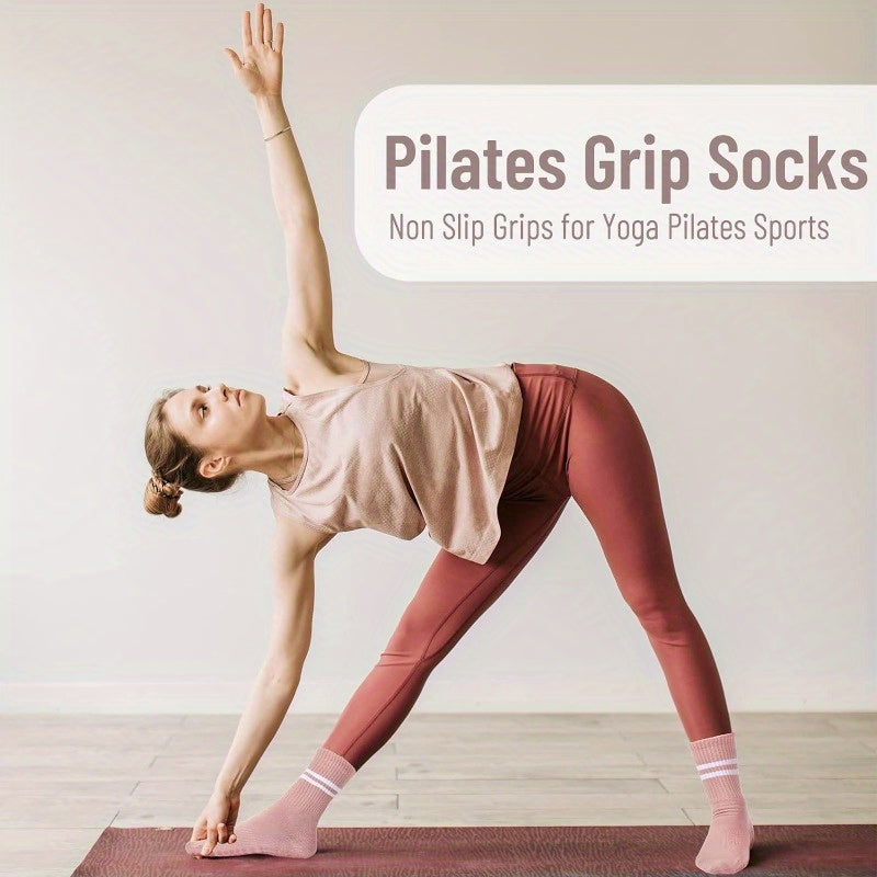 3pcs Women's Non-Slip Yoga & Pilates Socks with Grips - Breathable, Comfort Fit for Barre & Ballet, Yoga Socks, Pilates Socks - For Women - Suitable for Yoga, Pilates, Barre & Ballet - Perfect Gift for Fitness Enthusiasts Lootquake LLC