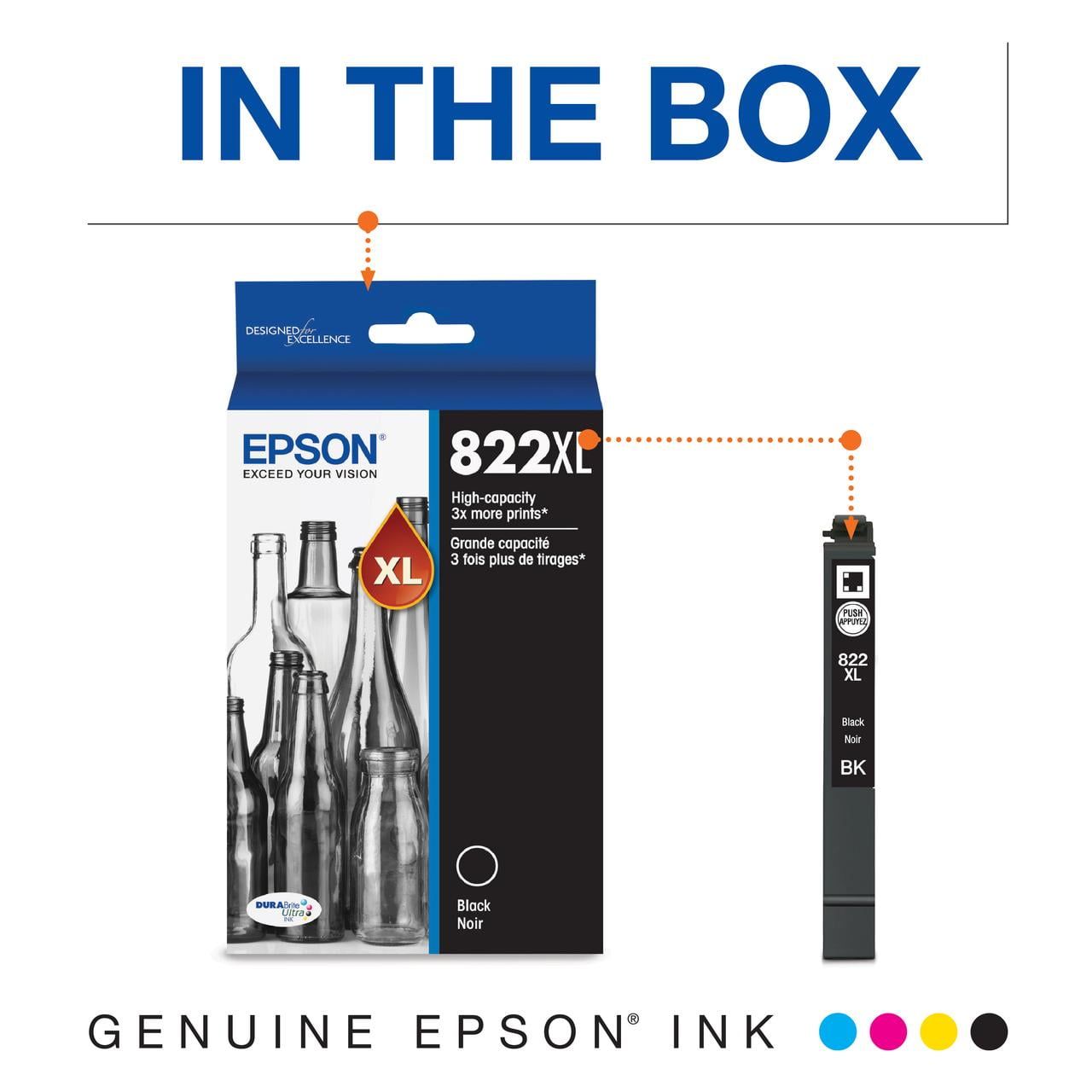 EPSON 822 DURABrite Ultra Ink High Capacity Black Cartridge (T822XL120-S) Works with WorkForce Pro WF-3820, WF-3823, WF-4820, WF-4830, WF-4833, WF-4834
