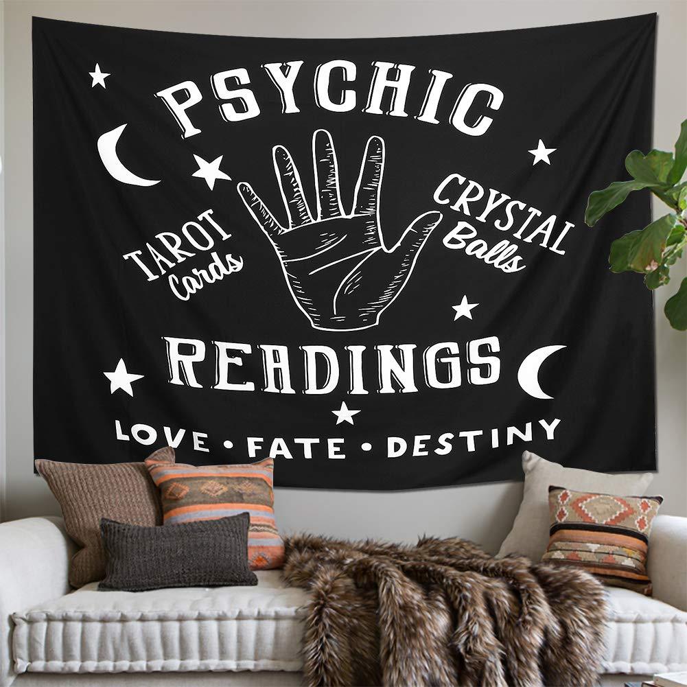 1pc, Tapestry Moon and Star Psychic Readings Black Mandala Halloween Decoration Wall Hanging Hand Bohemian Wall Blanket Bedroom Living Room Home Decors (Psychic Reading) Lootquake LLC
