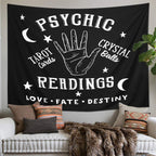 1pc, Tapestry Moon and Star Psychic Readings Black Mandala Halloween Decoration Wall Hanging Hand Bohemian Wall Blanket Bedroom Living Room Home Decors (Psychic Reading) Lootquake LLC