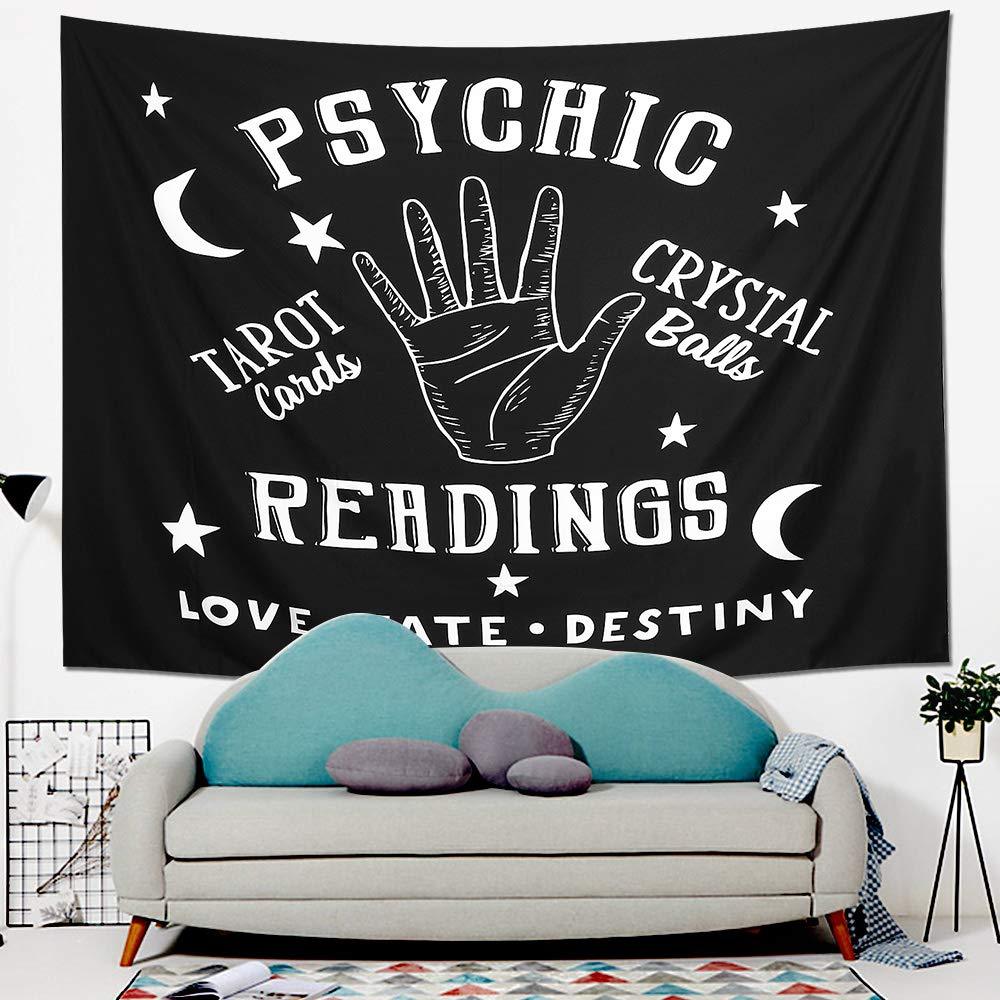 1pc, Tapestry Moon and Star Psychic Readings Black Mandala Halloween Decoration Wall Hanging Hand Bohemian Wall Blanket Bedroom Living Room Home Decors (Psychic Reading) Lootquake LLC